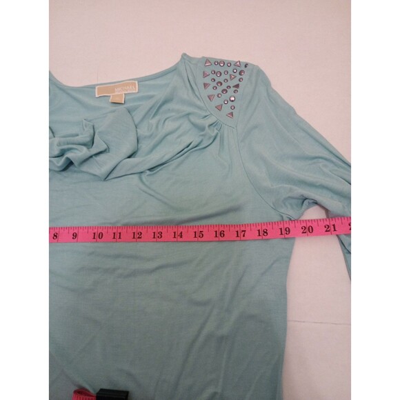 Michael Kors Women Medium Top L/S Embellished Cowl Neck Turquoise - Picture 9 of 11